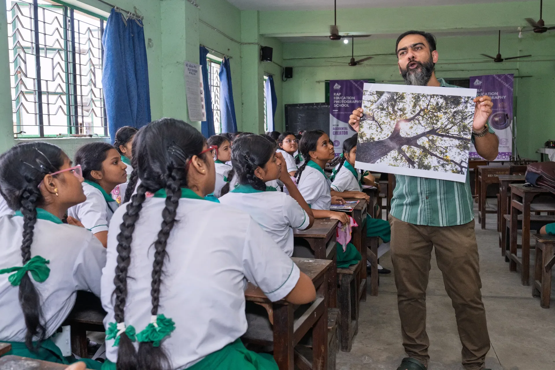 Mr. Riddhi Bhattacharjee at a girls' school, awareness campaign.